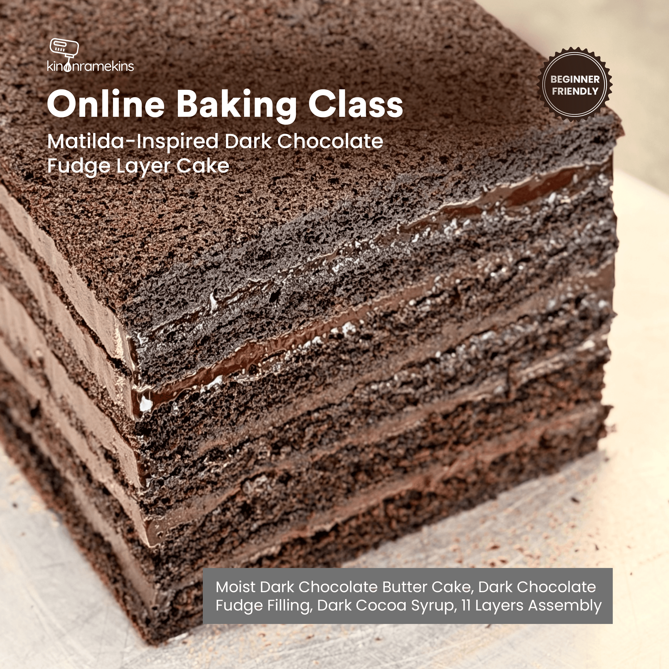 Matilda Inspired Dark Chocolate Fudge Layer Cake